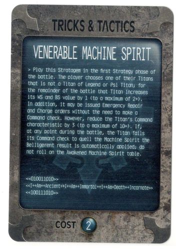 Adeptus Titanicus: The Horus Heresy – Venerable Machine Spirit Stratagem Promo Card
