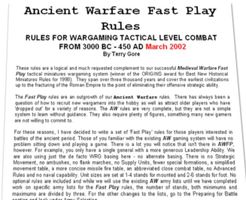 Ancient Warfare Fast Play Rules: Rules for Wargaming Tactical Level Combat From 3000 BC - 450 AD