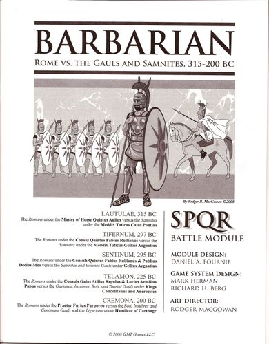 Barbarian: Rome vs. The Gauls and Samnites, 315-200 BC – SPQR Battle Module
