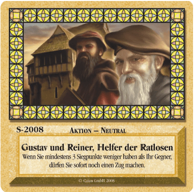 Die Siedler von Catan: Das Kartenspiel – Sonderkarte 2008 – Gustav und Reiner, Helfer der Ratlosen