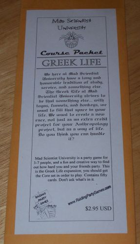 Mad Scientist University Course Packet: Greek Life