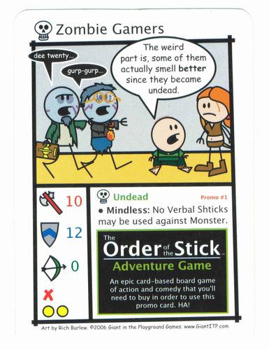 Order of the Stick Adventure Game: Zombie Gamers card