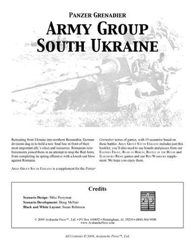 Panzer Grenadier: Army Group South Ukraine – Battles in Bessarabia, 1944