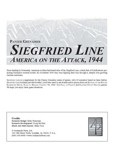 Panzer Grenadier: Siegfried Line – America on the Attack, 1944