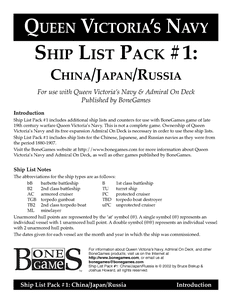 Queen Victoria's Navy Ship List Pack #1: China/Russia/Japan