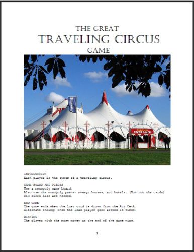 The Great Traveling Circus Game